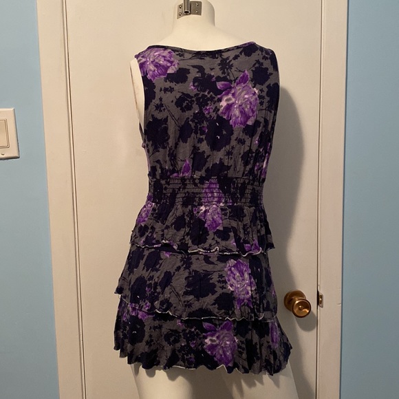Grey and Purple Floral Tiered Tunic - Picture 2 of 3